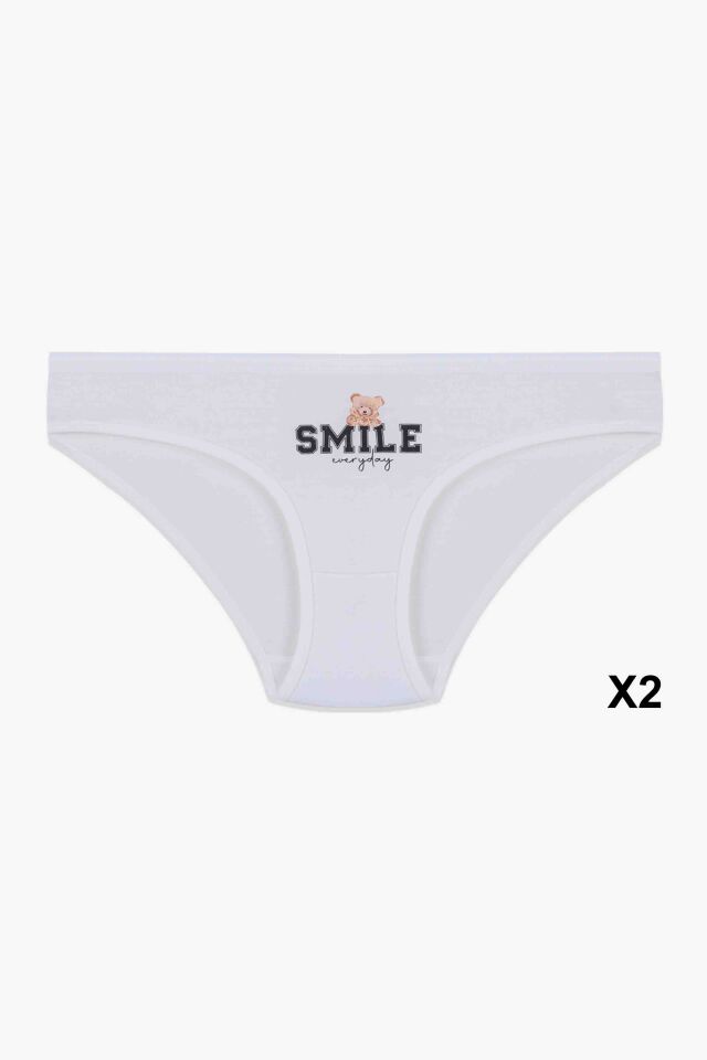 12'li Kadın Pamuklu Baskılı Bikini Külot Lacivert - Ekru - Pudra - M