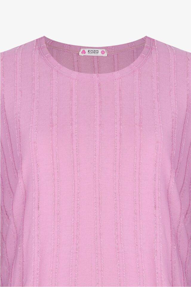 Kadın Pembe Saçaklı Yarım Kollu Şortlu Takım KO70104 Pembe - M