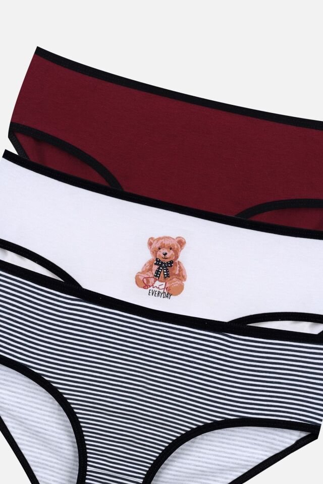 Kız Çocuk 3'lü Sevimli Fare Desenli Slip 1050-125 - 5-7 Yaş - 1050-125 - 5-7 Yaş