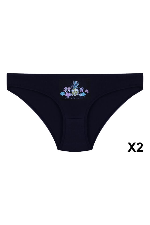 12'li Kadın Pamuklu Baskılı Bikini Külot Çok Renkli - M