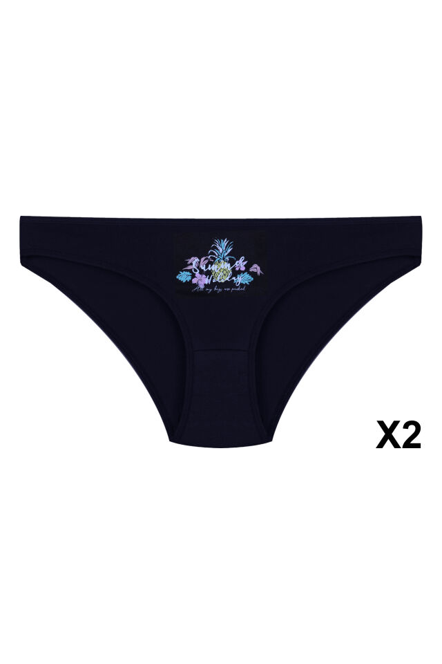 12'li Kadın Pamuklu Baskılı Bikini Külot Çok Renkli - M