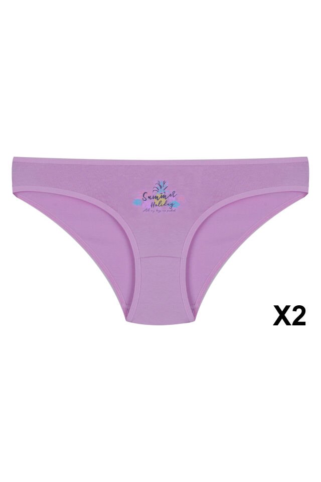 12'li Kadın Pamuklu Baskılı Bikini Külot Çok Renkli - M