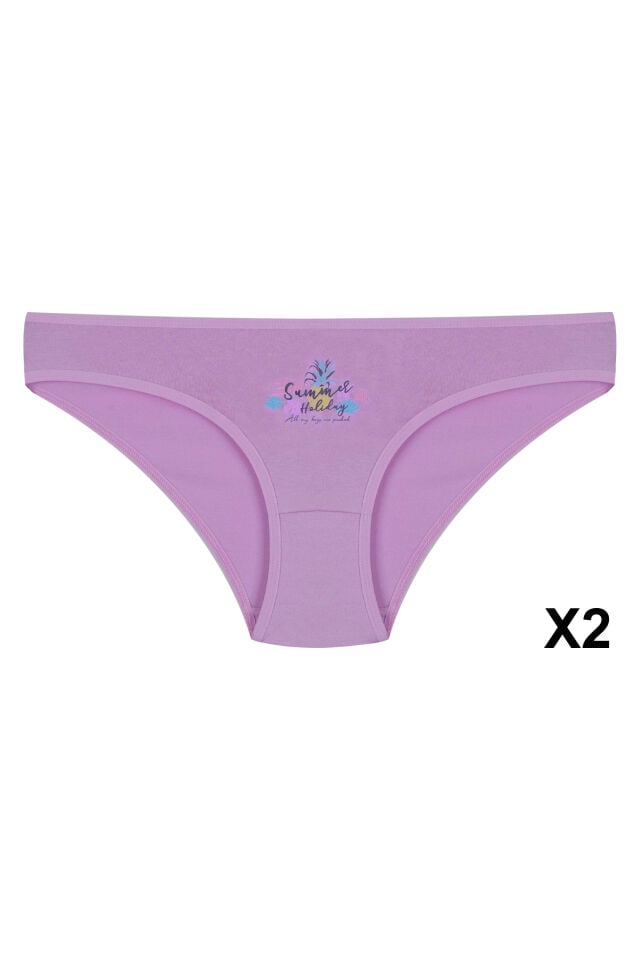 12'li Kadın Pamuklu Baskılı Bikini Külot Çok Renkli - M