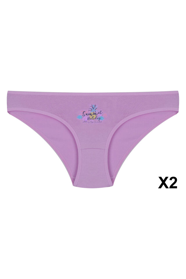 12'li Kadın Pamuklu Baskılı Bikini Külot Çok Renkli - M