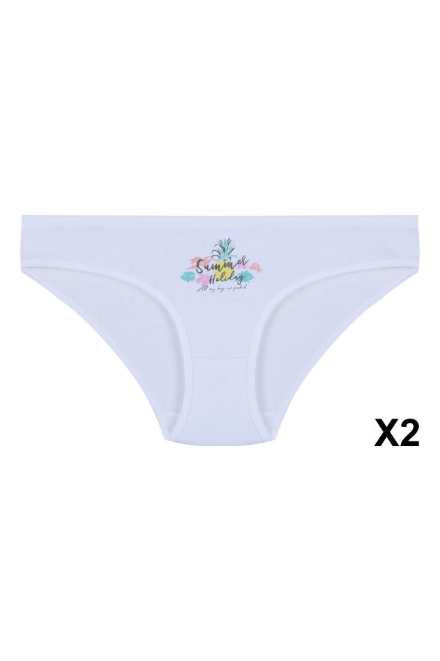 12'li Kadın Pamuklu Baskılı Bikini Külot Çok Renkli - M