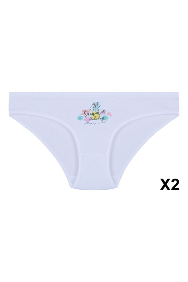 12'li Kadın Pamuklu Baskılı Bikini Külot Çok Renkli - M