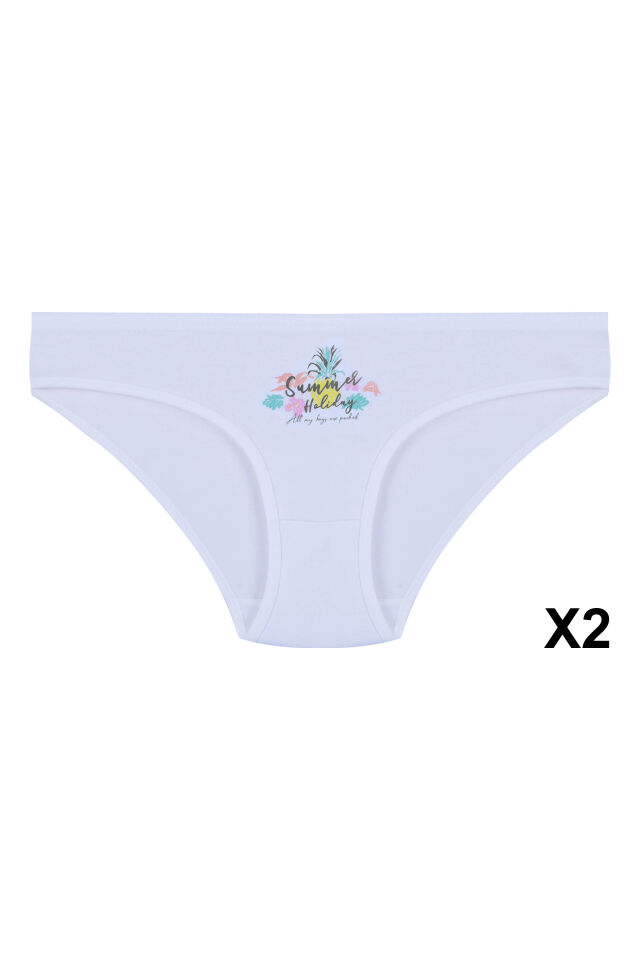 12'li Kadın Pamuklu Baskılı Bikini Külot Çok Renkli - M