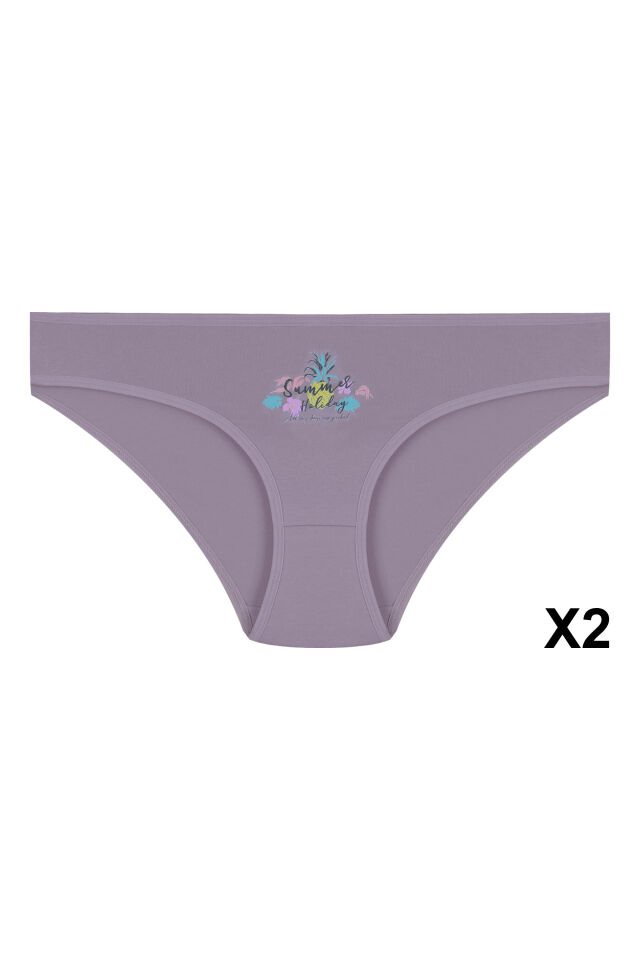 12'li Kadın Pamuklu Baskılı Bikini Külot Çok Renkli - M