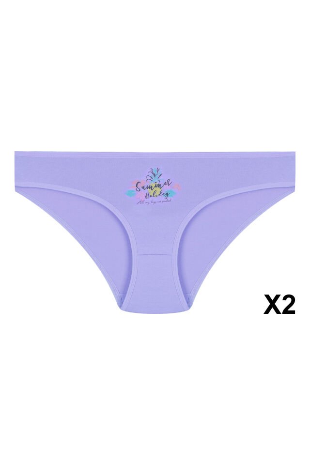 12'li Kadın Pamuklu Baskılı Bikini Külot Çok Renkli - M