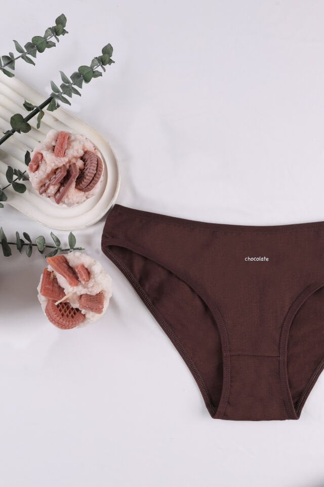 Kadın 7'li Desenli Pamuklu Likralı Külot Koyukahverengi - L/XL