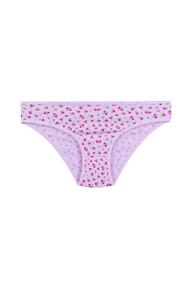 Kadın 7'li Desenli Pamuklu Likralı Külot Pembe - Ekru - L/XL