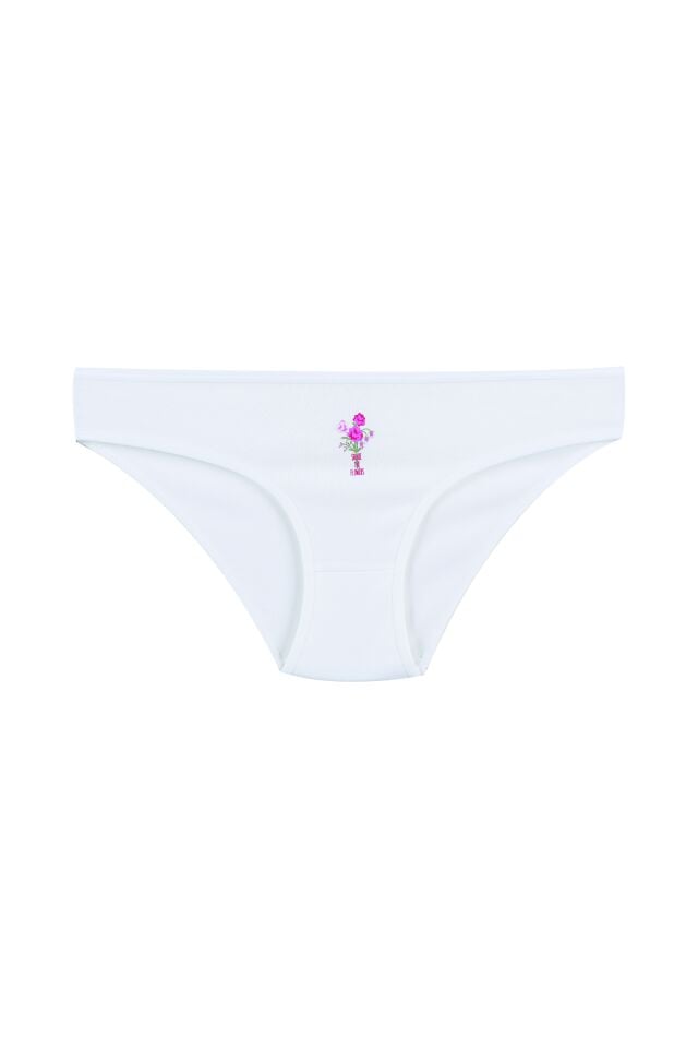 Kadın 7'li Desenli Pamuklu Likralı Külot Pembe - Ekru - L/XL