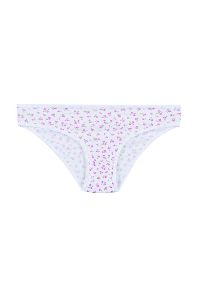 Kadın 7'li Desenli Pamuklu Likralı Külot Pembe - Ekru - L/XL