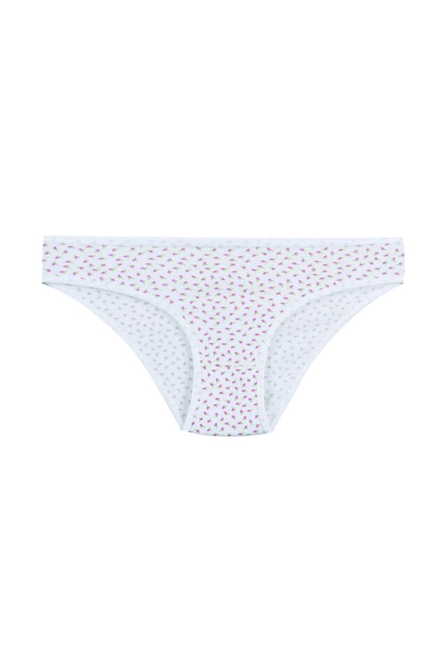 Kadın 7'li Desenli Pamuklu Likralı Külot Pembe - Ekru - L/XL