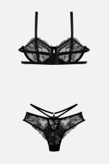 Kadın Brodeli Tüllü Dantelli Sütyen Takım