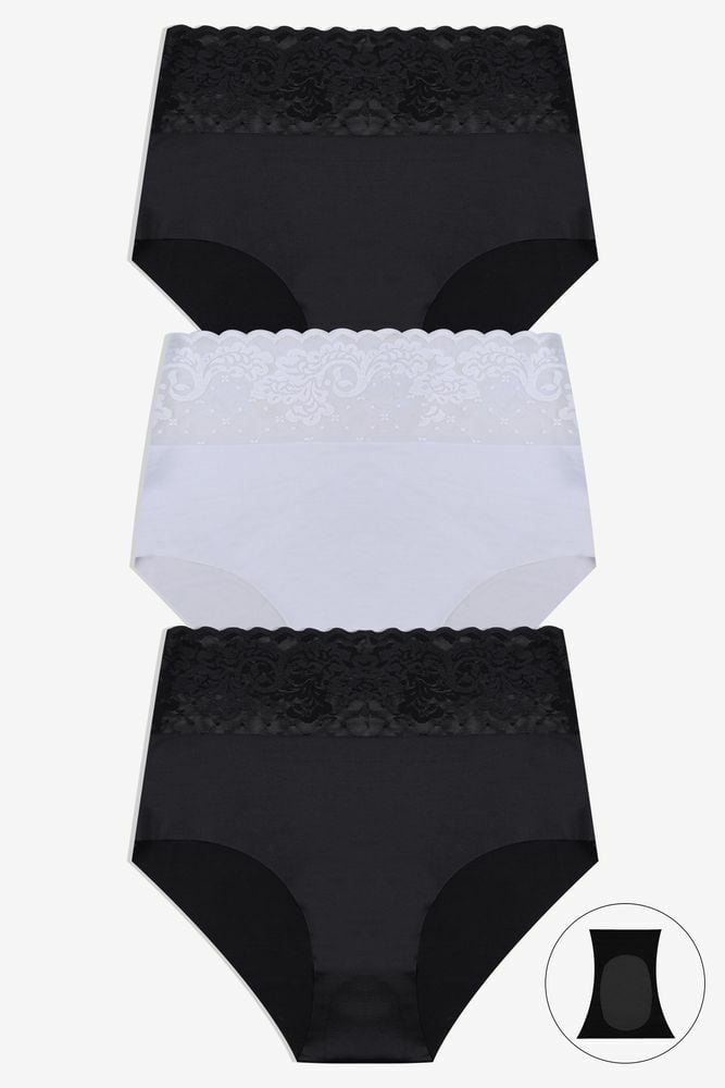 Kadın 3'lü Yüksek Bel Dantel Detaylı Külot
