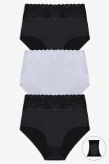 Kadın 3'lü Yüksek Bel Dantel Detaylı Külot