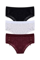 Kadın 3'lü Dantelli Yan Dekolteli Külot