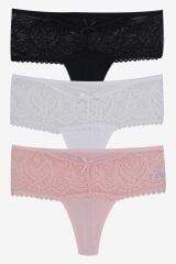 Kadın 3'lü Dantel Detaylı Tanga