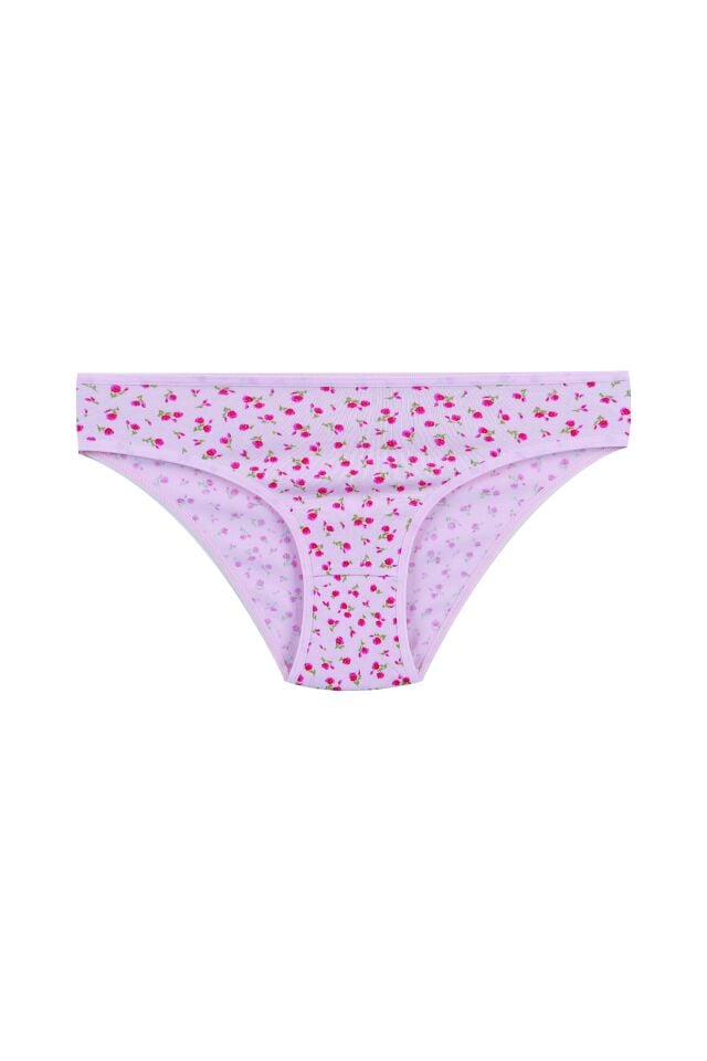 Kadın 7'li Desenli Pamuklu Likralı Külot Pembe - Ekru - S/M
