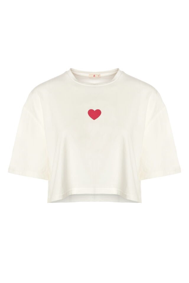 Sevgililer Günü Temalı Kadın Pamuklu Oversize  T-shirt  Ekose Desenli Pijama Takımı Kırmızı - Beyaz - XL