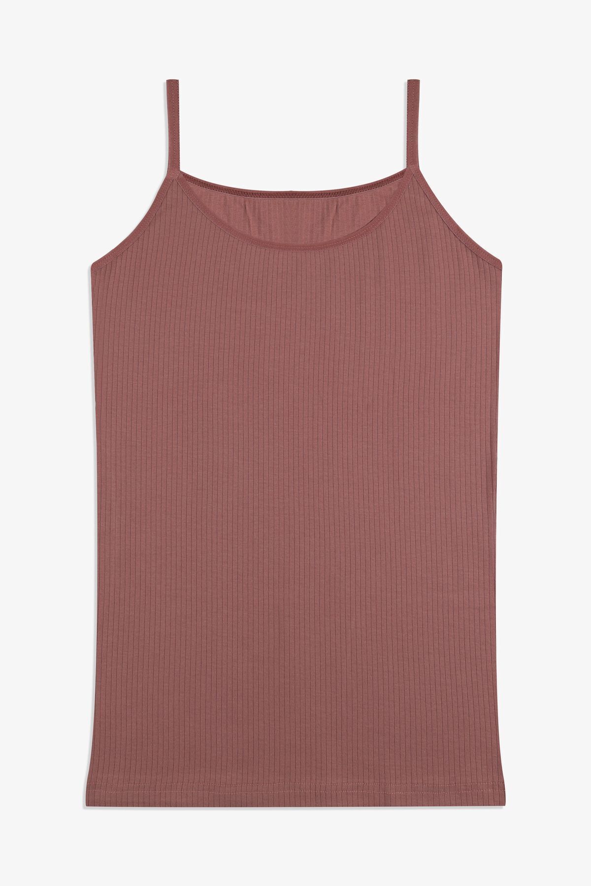 Kadın Pamuklu Likralı Fitilli İp Askılı Atlet 5161-13acıkahve - 2XL - 5161-13acıkahve - 2XL