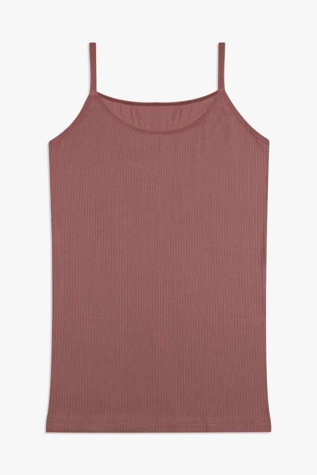 Kadın Pamuklu Likralı Fitilli İp Askılı Atlet 5161-13acıkahve - 2XL - 5161-13acıkahve - 2XL