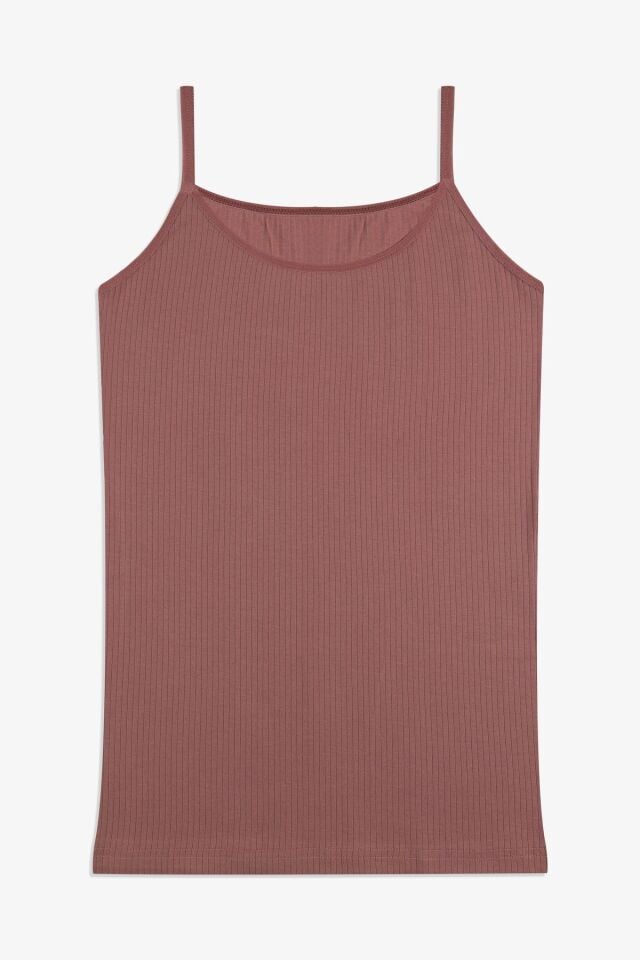 Kadın Pamuklu Likralı Fitilli İp Askılı Atlet 5161-13acıkahve - 2XL - 5161-13acıkahve - 2XL