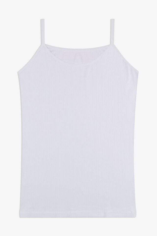 Kadın Pamuklu Likralı Fitilli İp Askılı Atlet 5161-5Ekru - 2XL - 5161-5Ekru - 2XL