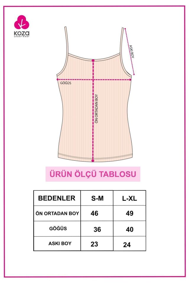 Kadın Pamuklu Likralı Fitilli İp Askılı Atlet 5161-5Ekru - 2XL - 5161-5Ekru - 2XL