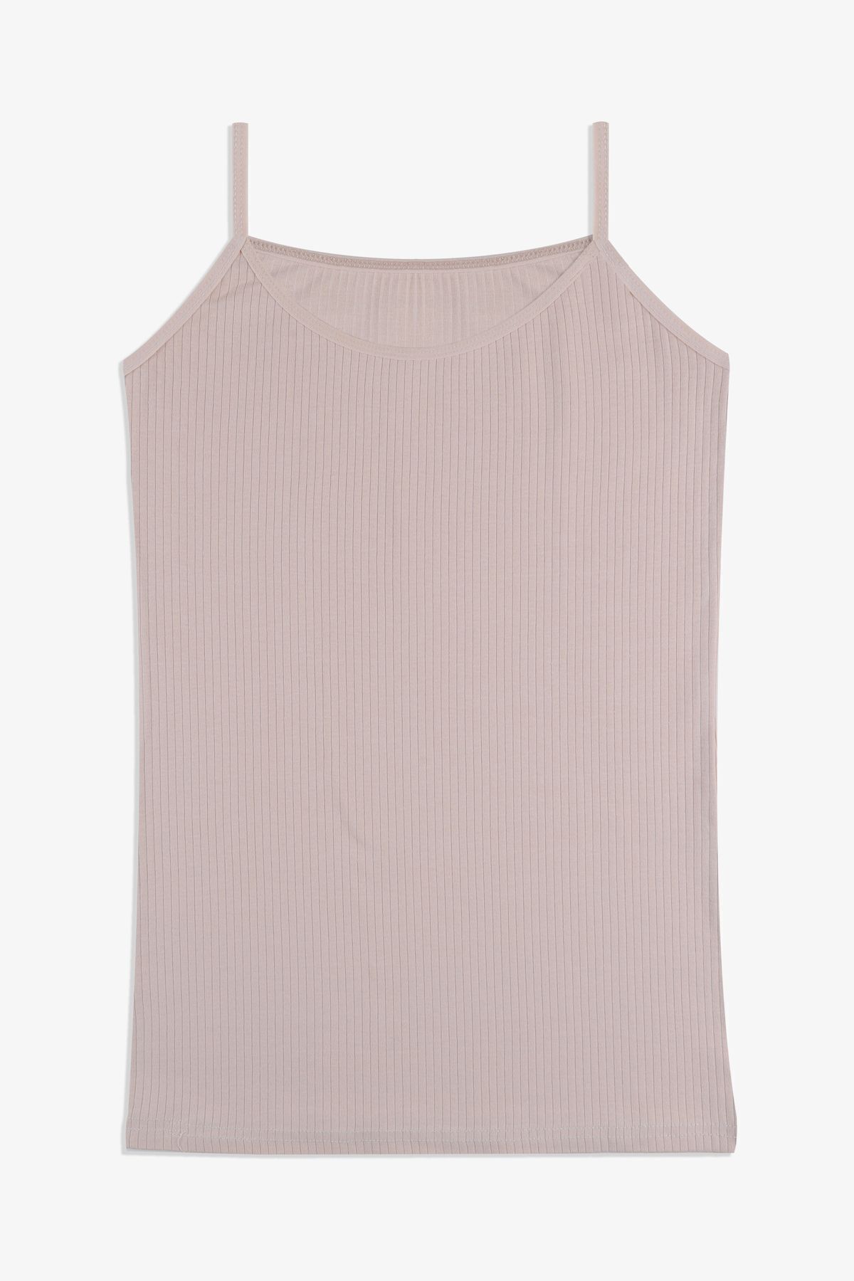 Kadın Pamuklu Likralı Fitilli İp Askılı Atlet 5161-12Bej - 2XL - 5161-12Bej - 2XL