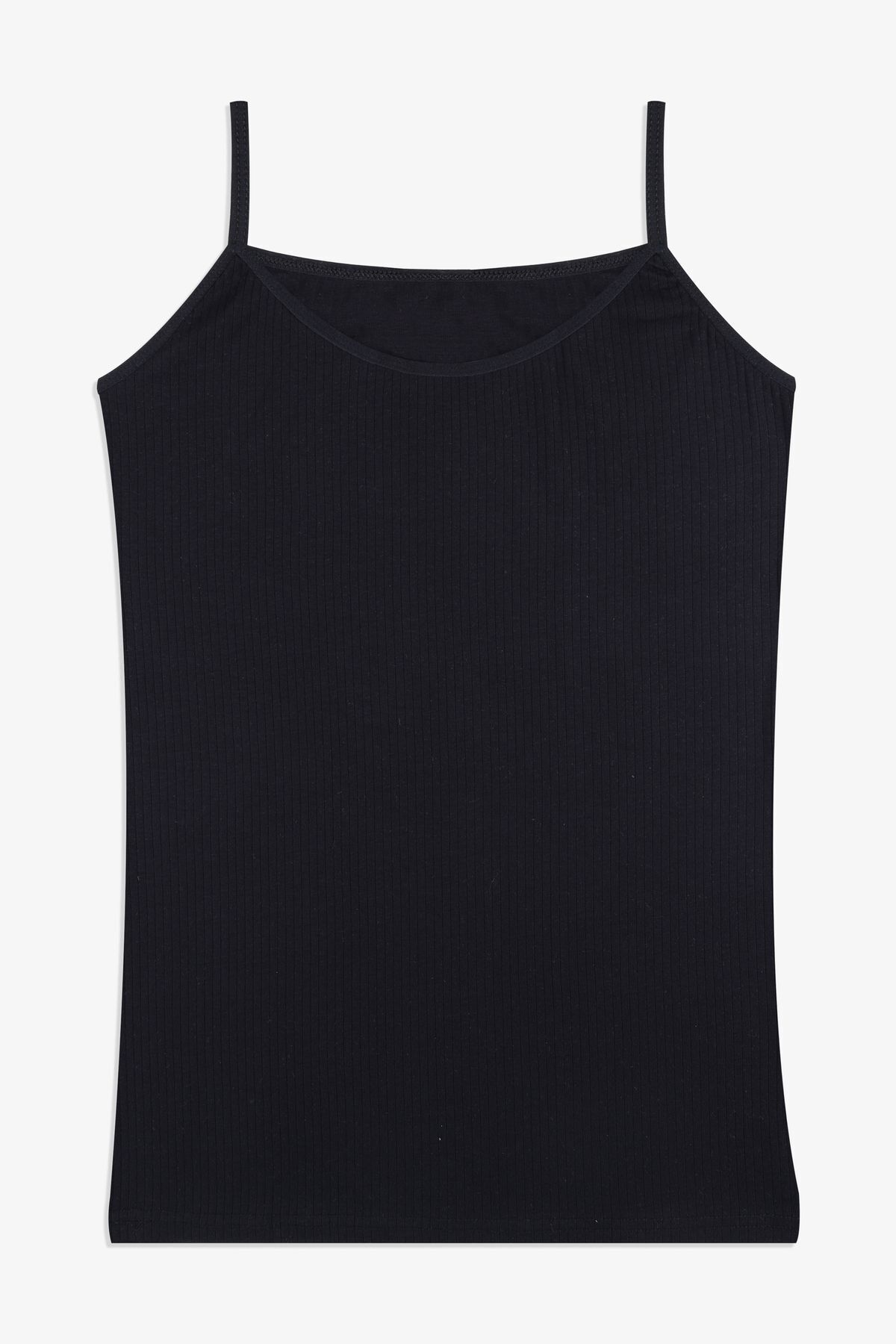 Kadın Pamuklu Likralı Fitilli İp Askılı Atlet 5161 Siyah - 2XL - 5161 Siyah - 2XL