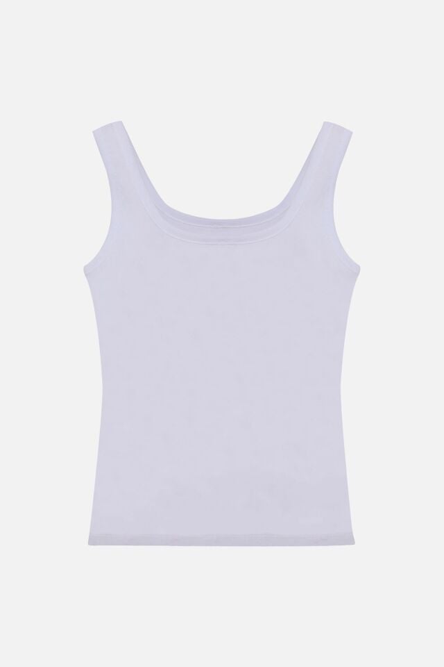 Kadın 2'li Kalın Askılı Likralı Atlet Beyaz - L/XL