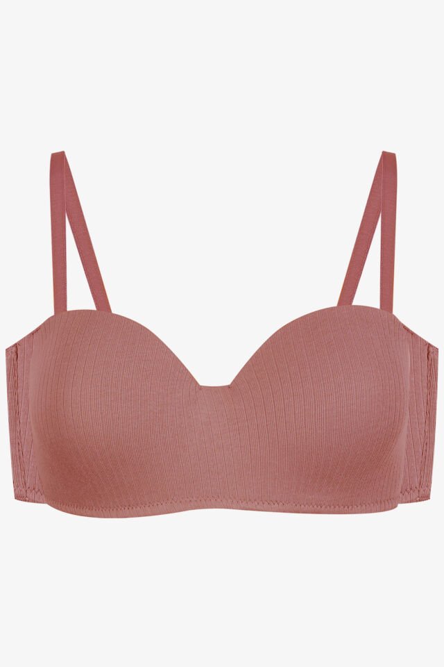 Kadın Dolgusuz Pamuklu Fitilli Straplez Sütyen Karamel - 95B