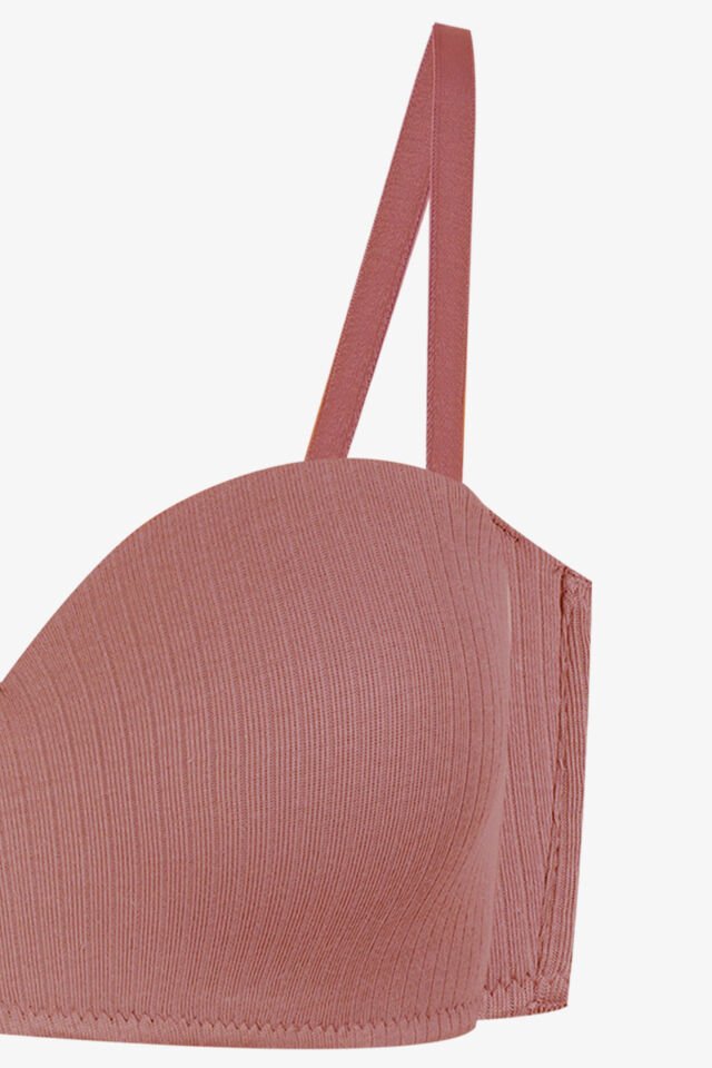 Kadın Dolgusuz Pamuklu Fitilli Straplez Sütyen Karamel - 95B