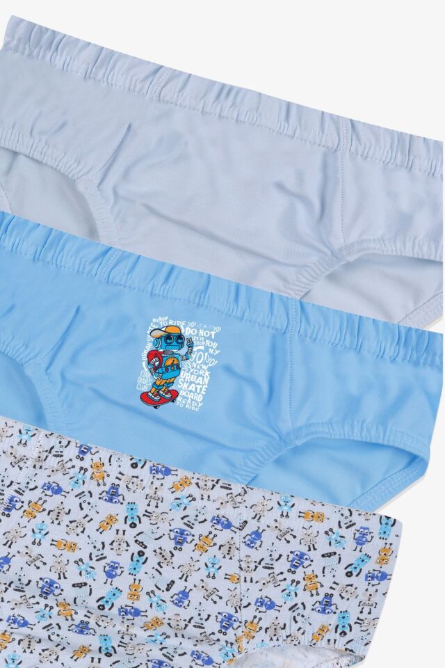 Erkek Çocuk 3'lü Sevimli Dinazor Baskılı Slip 3050-19 - 9-12 Yaş