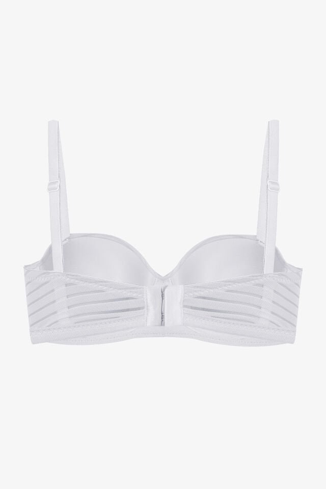 2'Lİ PAKET - Kadın Dolgusuz Transparan Çizgili Toparlayıcı Straplez Sütyen Siyah-Ekru - 95B