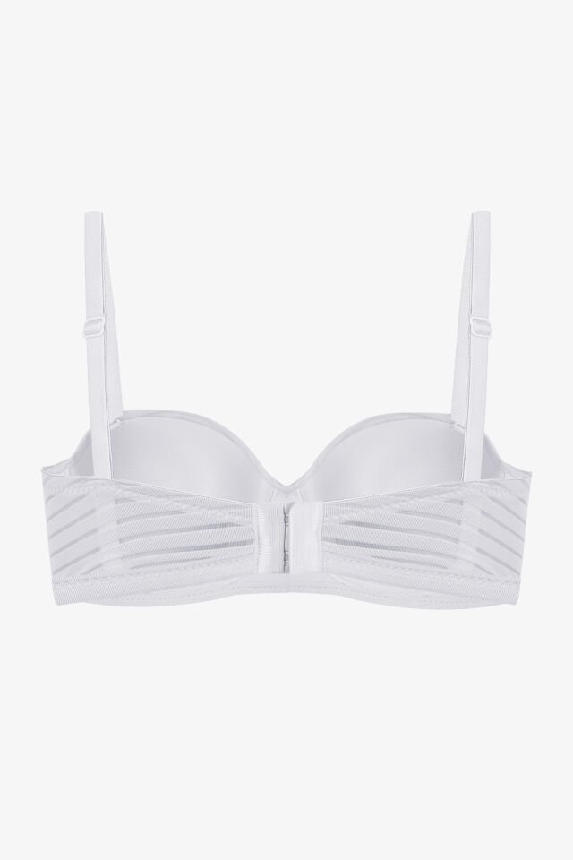 2'Lİ PAKET - Kadın Dolgusuz Transparan Çizgili Toparlayıcı Straplez Sütyen Siyah-Ekru - 95B