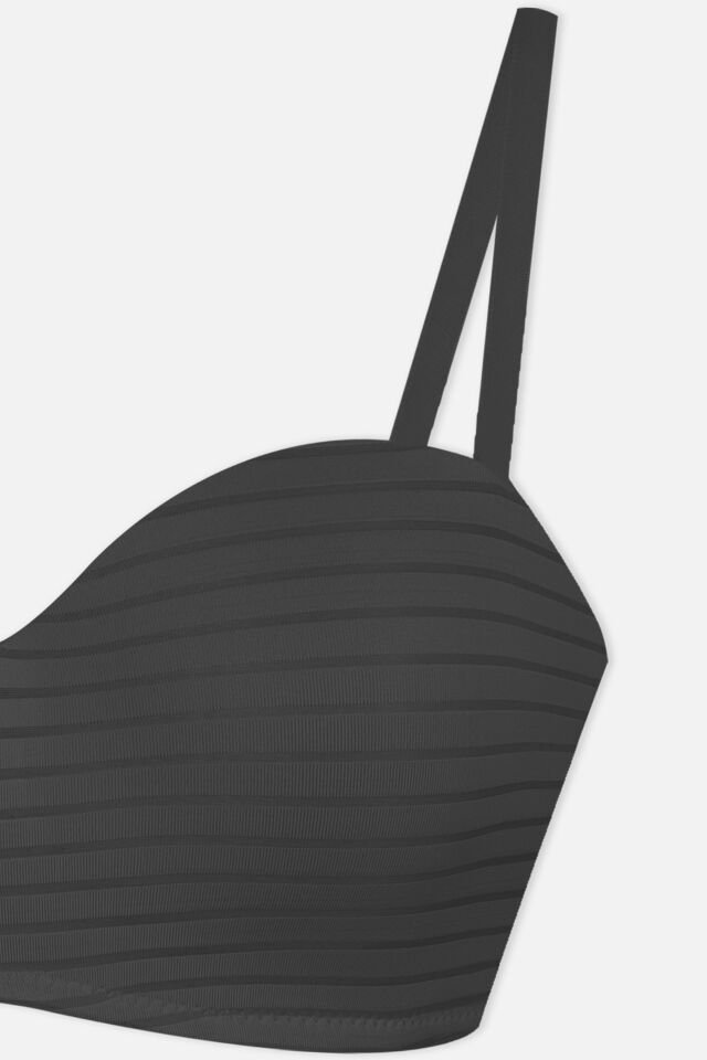 2'Lİ PAKET - Kadın Dolgusuz Transparan Çizgili Toparlayıcı Straplez Sütyen Siyah-Ekru - 95B