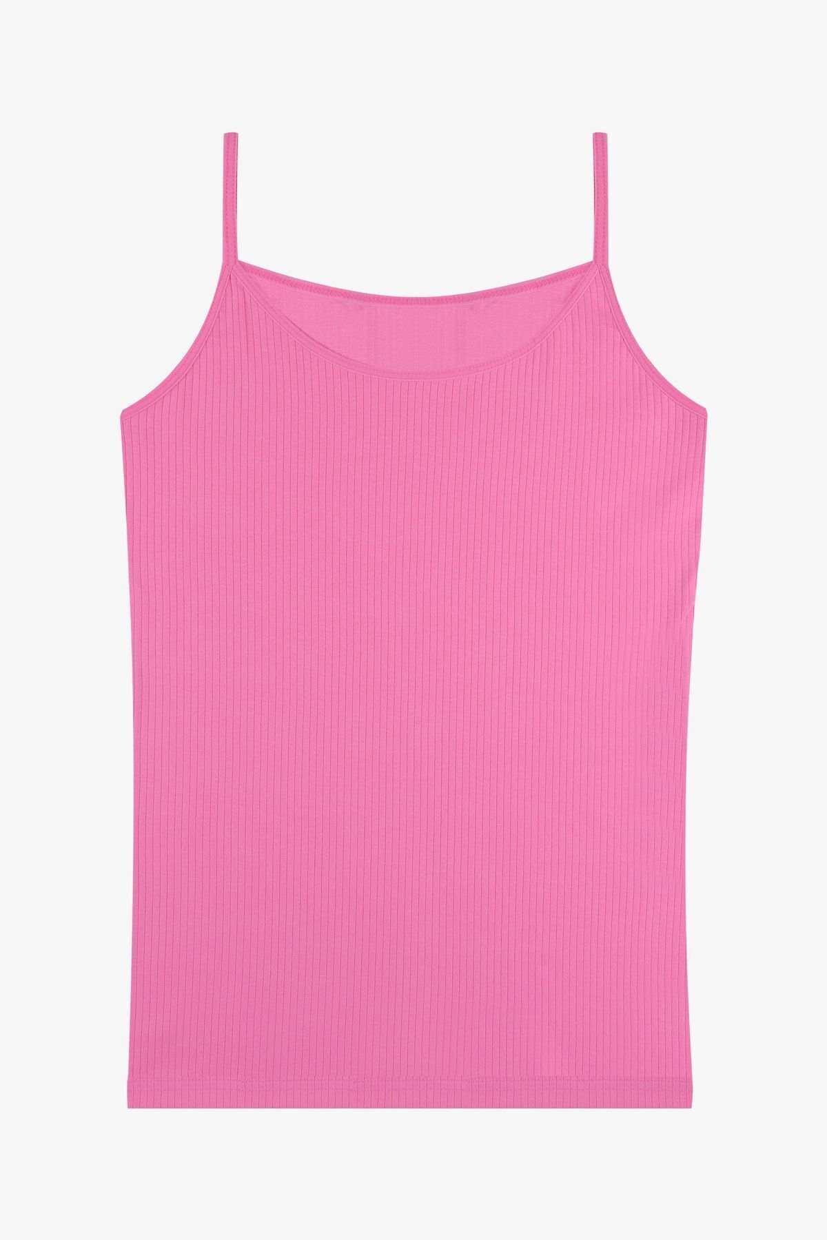Kadın Pamuklu Likralı Fitilli İp Askılı Atlet 5161-7pembe - S/M - 5161-7pembe - S/M