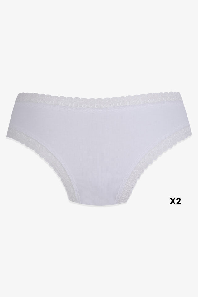 Kadın 6'lı Dantel Detaylı Pamuklu Külot Siyah - Beyaz - XL/2XL