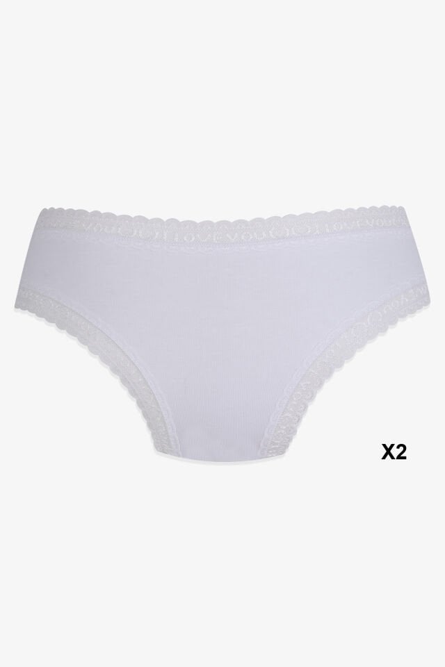Kadın 6'lı Dantel Detaylı Pamuklu Külot Lacivert - Beyaz - XL/2XL