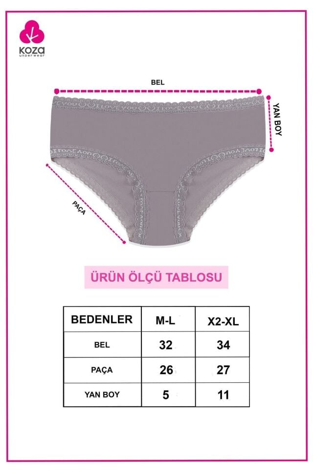 Kadın 6'lı Dantel Detaylı Pamuklu Külot Lacivert - Beyaz - XL/2XL