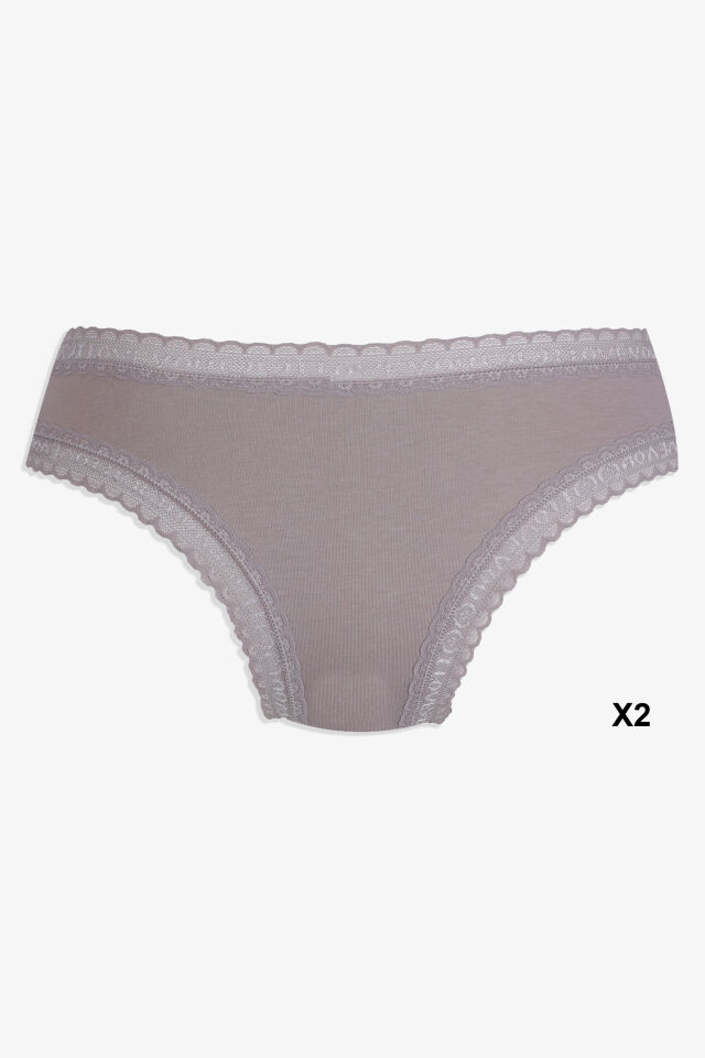 Kadın 6'lı Dantel Detaylı Pamuklu Külot Lacivert - Beyaz - XL/2XL
