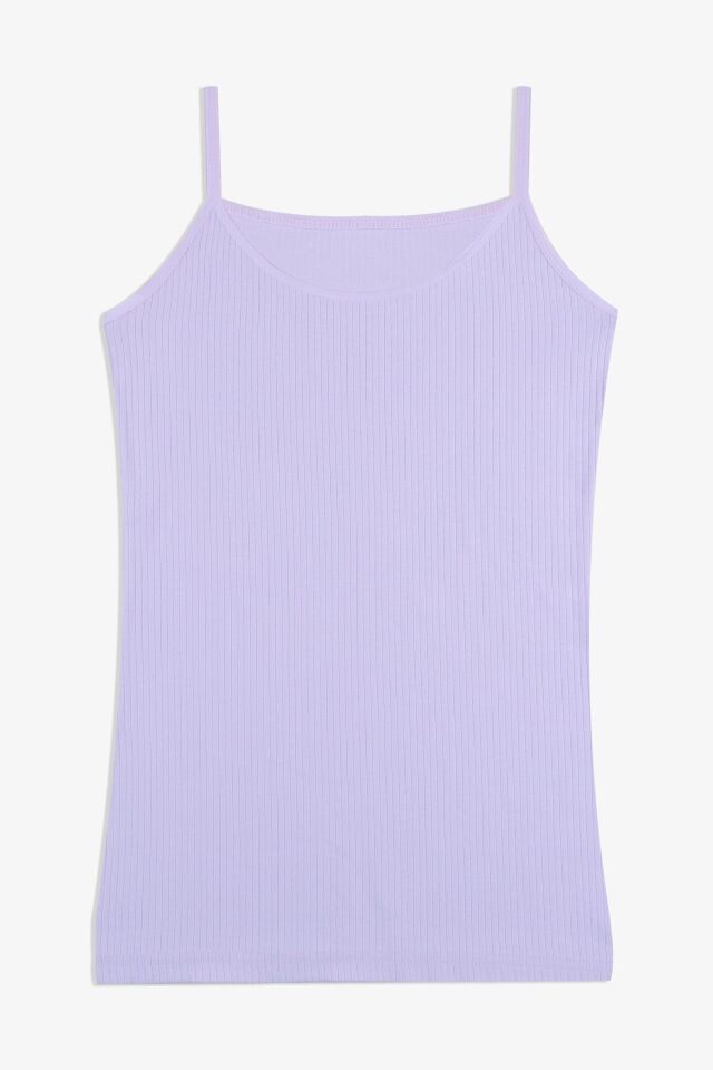Kadın Pamuklu Likralı Fitilli İp Askılı Atlet 5161-6lila - L/XL - 5161-6lila - L/XL