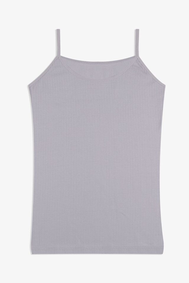 Kadın Pamuklu Likralı Fitilli İp Askılı Atlet 5161-14duman - S/M - 5161-14duman - S/M