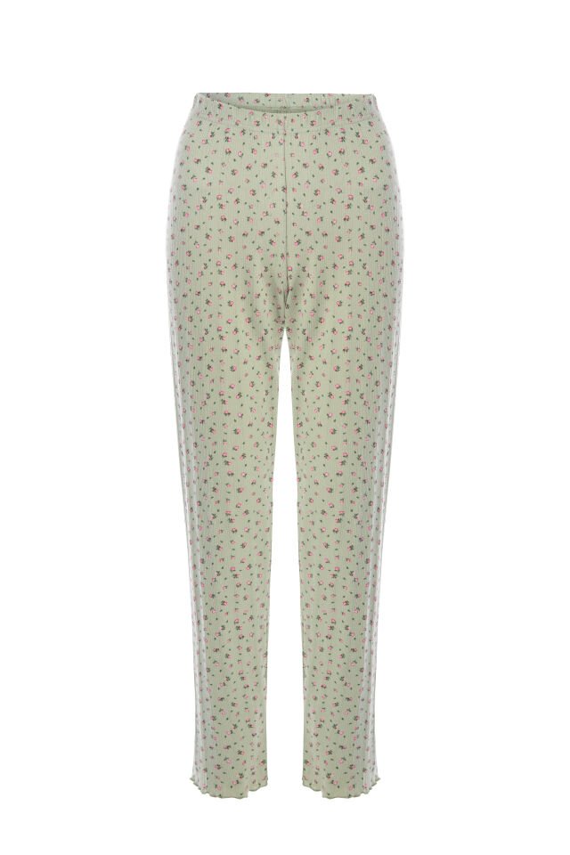 Kadın Kısa Kollu Fiyonklu Fitilli Pijama Takımı XL - Yeşil