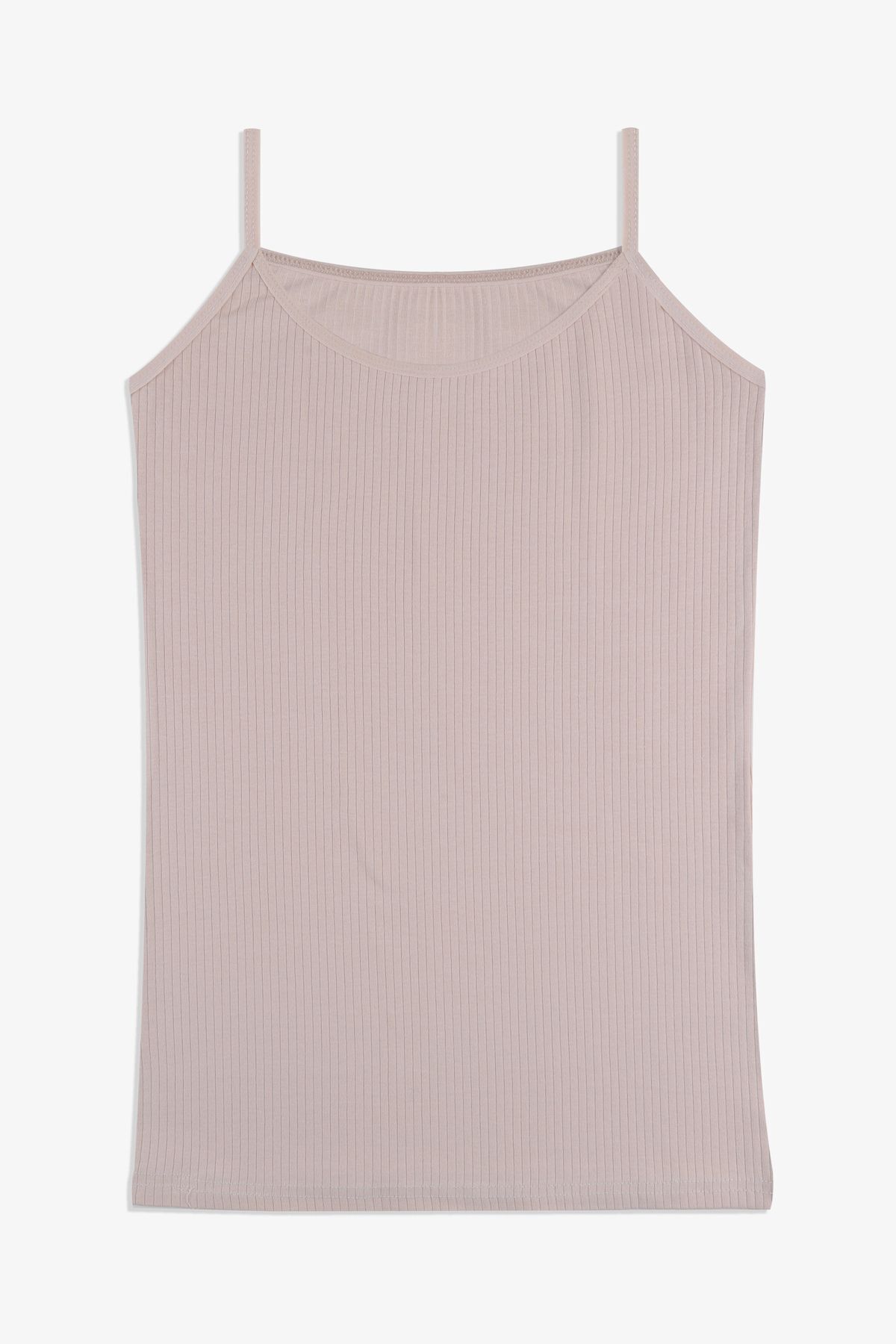 Kadın Pamuklu Likralı Fitilli İp Askılı Atlet 5161-12Bej - L/XL - 5161-12Bej - L/XL