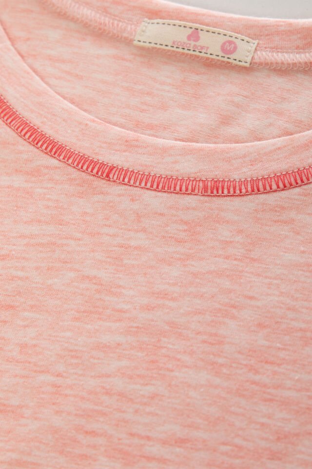 Kadın Yandan Yırtmaç Detaylı Pembe Melanj Kısa Kollu Şort Takım M - Pembe