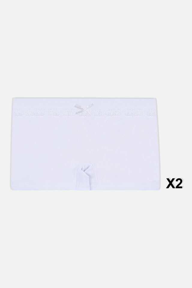 Kız Çocuk 5'li Pamuklu Dantel Detaylı Boxer Ekru1Pembe - 5-7 Yaş